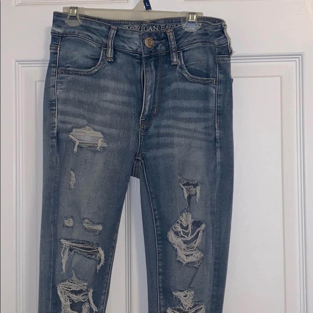 Ripped blue jeans